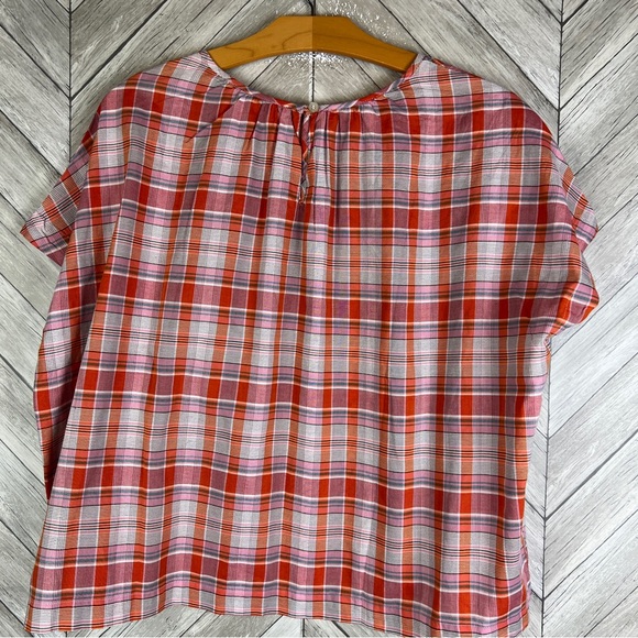 Madewell Plaid Shirred-Neck Boxy Top - Picture 6 of 8